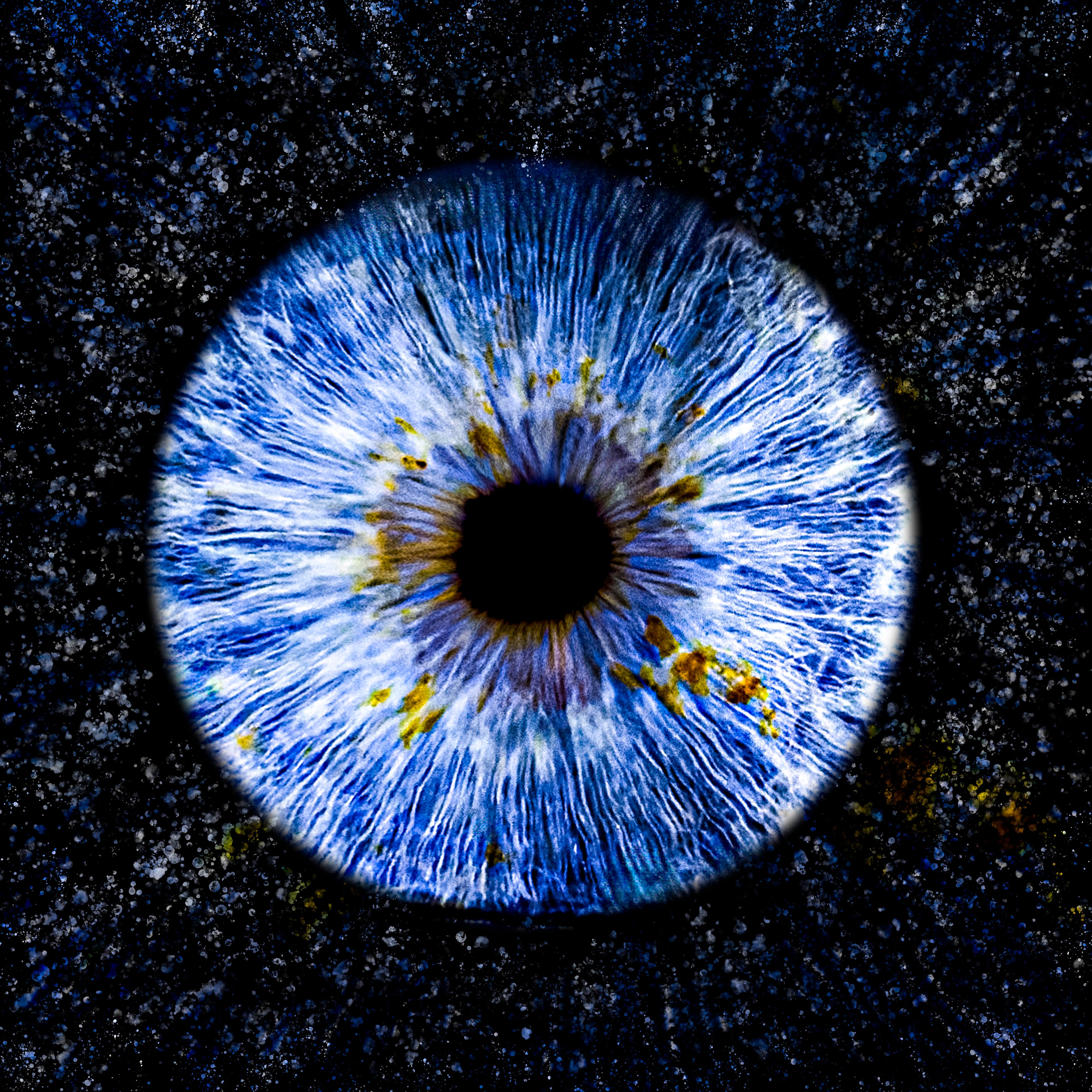 Photo iris solo avec effet explosion galaxie